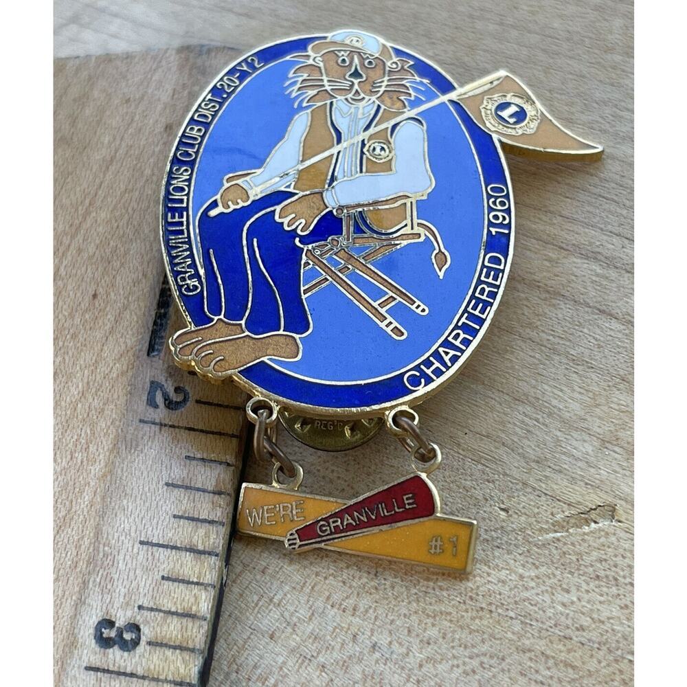 Lions Club‎ Lapel Pin Granville Dist. 20-Y2 Chartered 1960 We're #1 2.5"